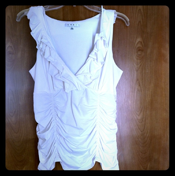 CAbi Tops - White Cabi ruched tank